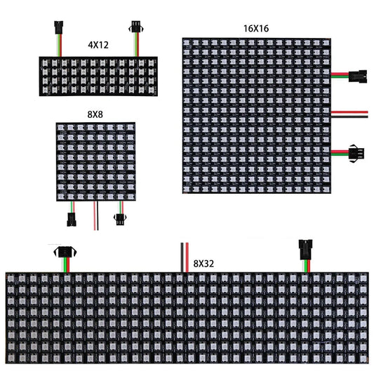 Flexible RGB Matrix LED Panel WS2812B – Individually Addressable Matrix LED Display (4x12, 8x8, 16x16, 8x32)